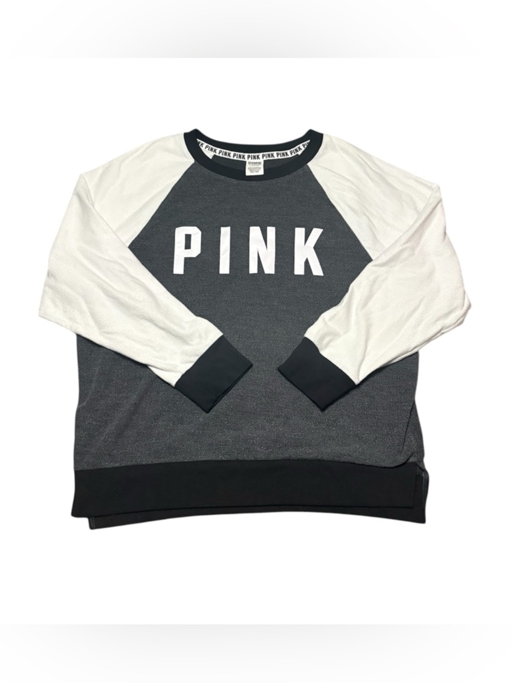 PINK Victoria's Secret Women’s Large Black & White Crewneck Sweatshirt